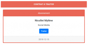 Sur cet écran apparaît la liste des différents contrats à traiter en attente