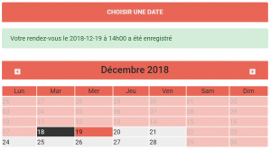 Si la date et l'heure sont valides alors un indicateur lui affiche que le rendez-vous a été pris